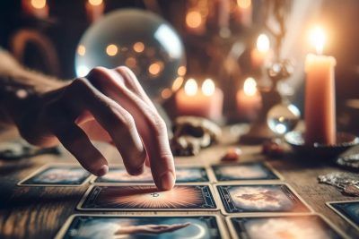 Guía Completa para Principiantes: Introducción a las Lecturas de Tarot 60 Un entusiasta de Lectura Tarot sosteniendo una carta del tarot frente a velas.