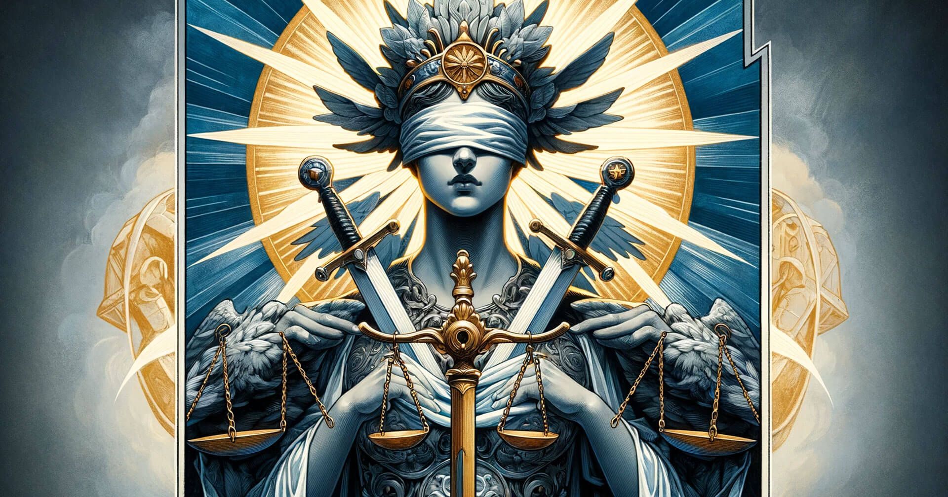 Equilibrio y Armonía: Desentrañando La Justicia en el Tarot 2 Una imagen de la carta La Justicia, con la representación de la Justicia sosteniendo dos espadas.